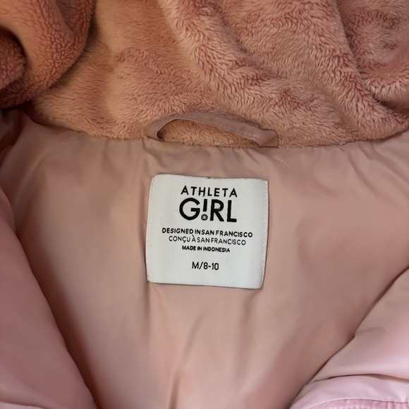 Athleta Girl Cozy Cloud Down Jacket Winter Coat M 8/10 Pink Fidget in Pocket - Picture 5 of 10